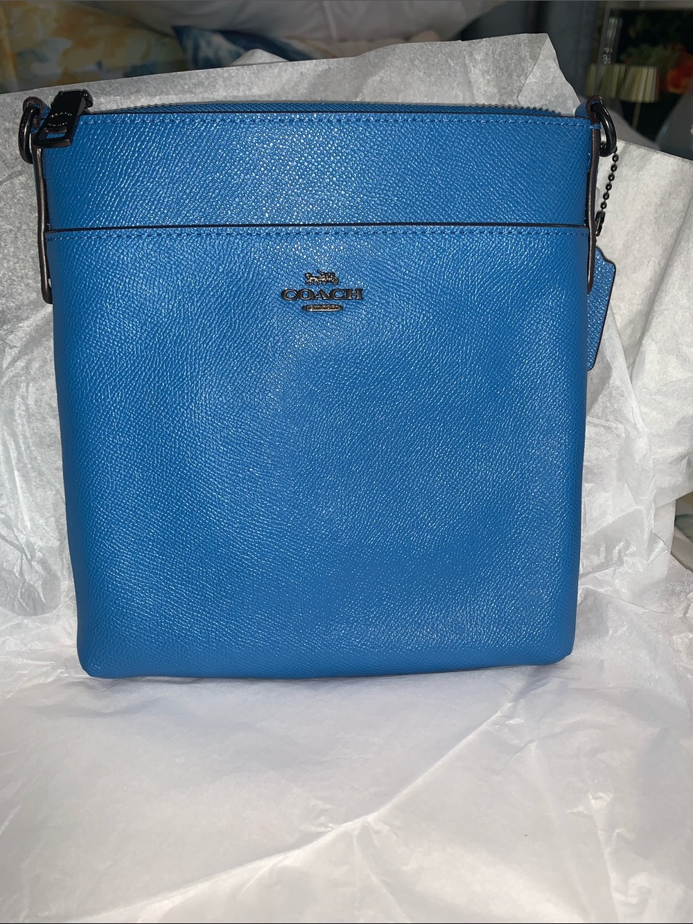 Coach Bright Blue Pebbled Leather Crossbody Bag